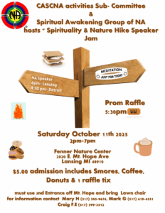 CASCNA activities sub-committee &  Spiritual Awakening Group of NA hosts  "Spirituality in Nature Hike Speaker Jam" @ Fenner Nature Center | Grand Ledge | Michigan | United States