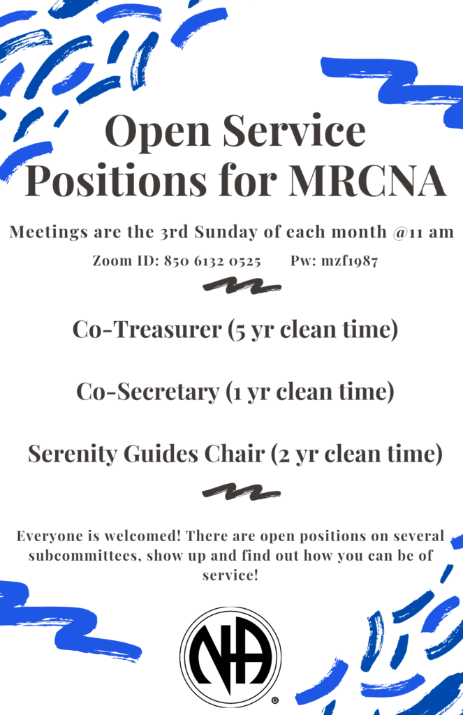 MRCNA Service Meeting @ On Zoom: Meeting Info on Flyer Below