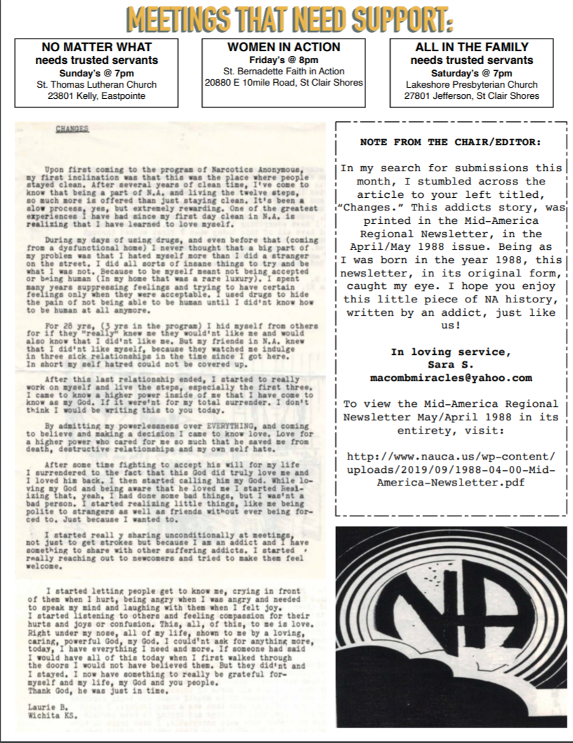 safetyadhocflier - Off The Wall Area of Narcotics Anonymous